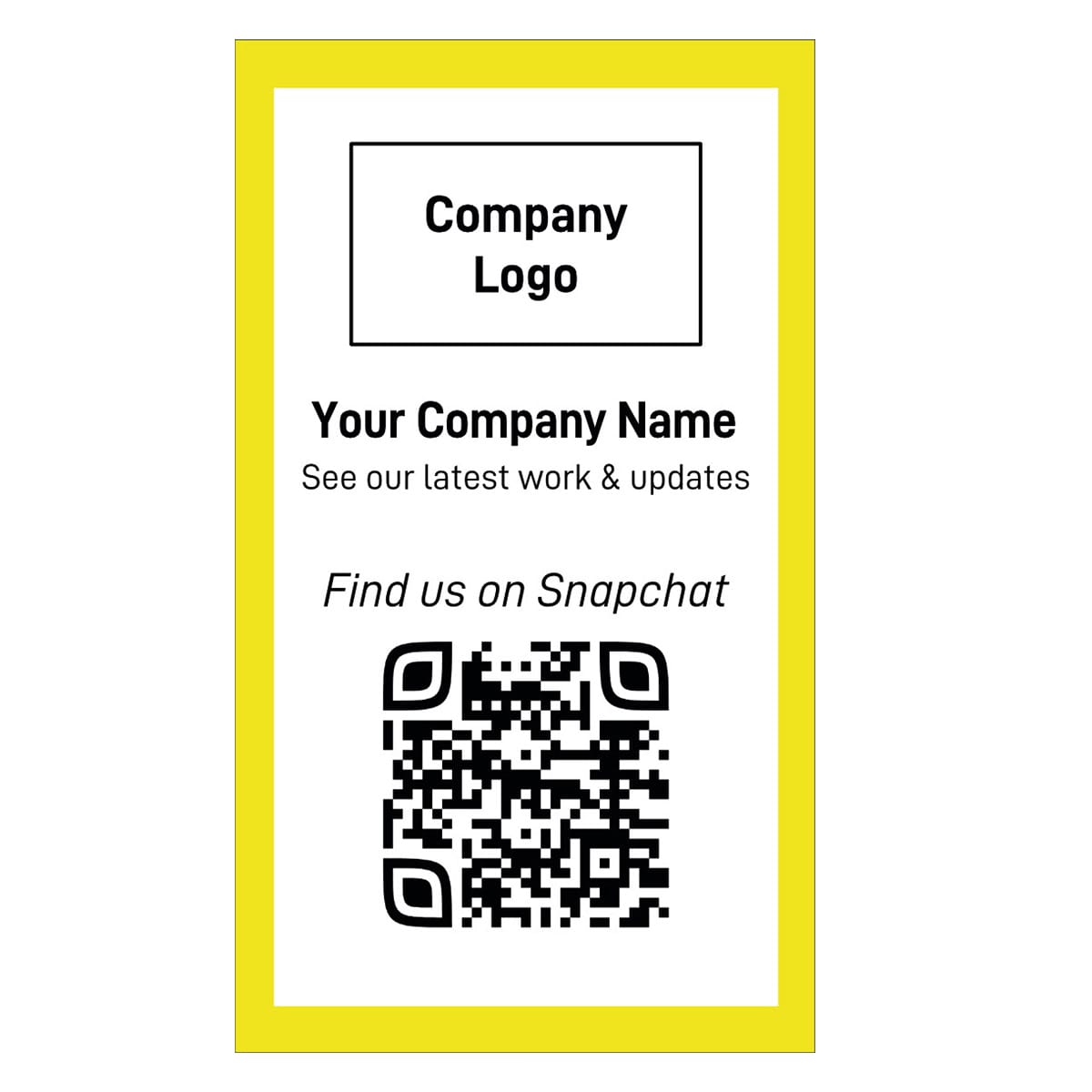 Snapchat Social Media QR Code Card Front