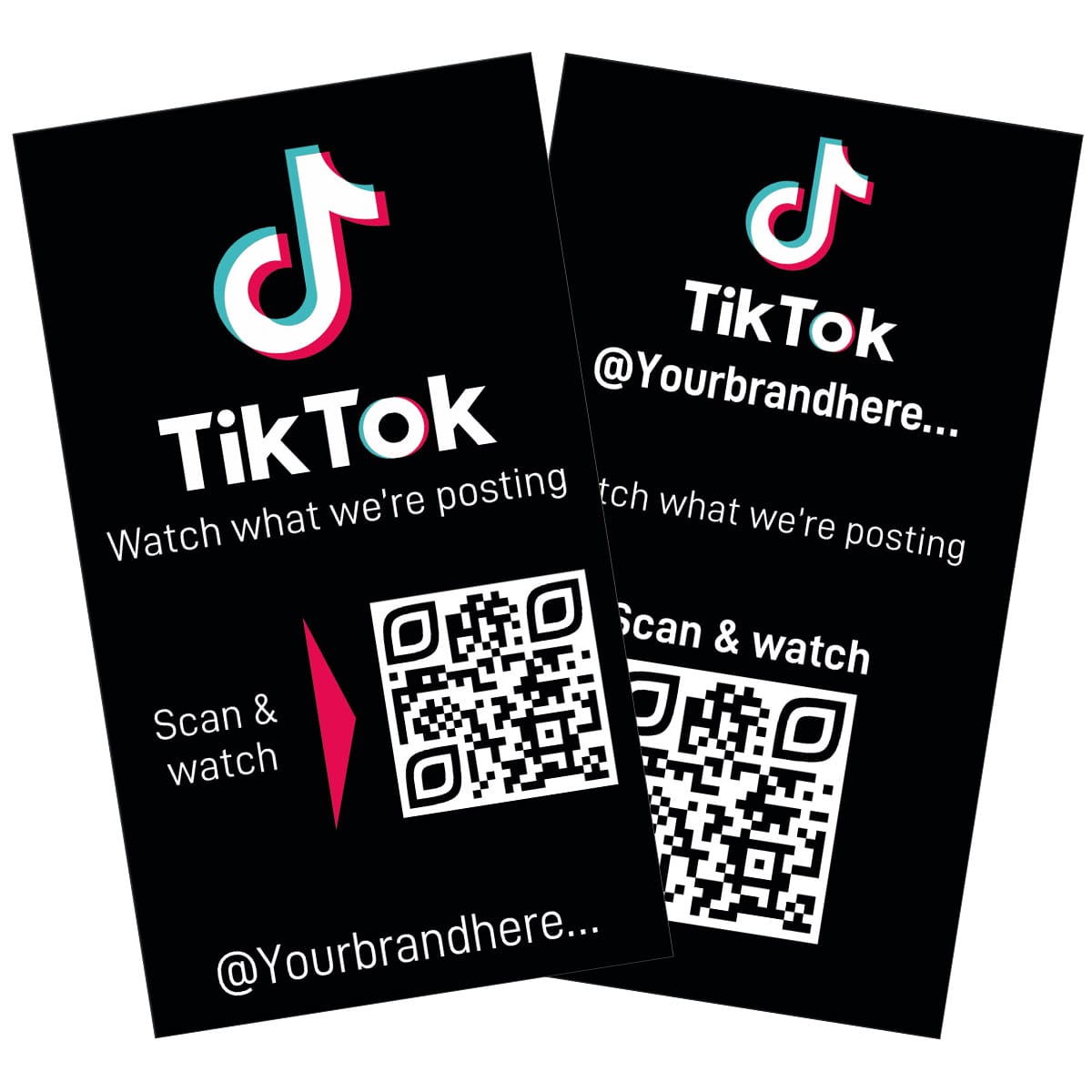 the forone and reverse sides of TikTok qr code cards